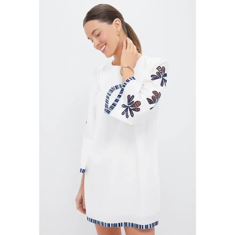 HYACINTH HOUSE White & Blue Embroidery Atlantic Mini Dress Size XL NWT - Picture 6 of 7